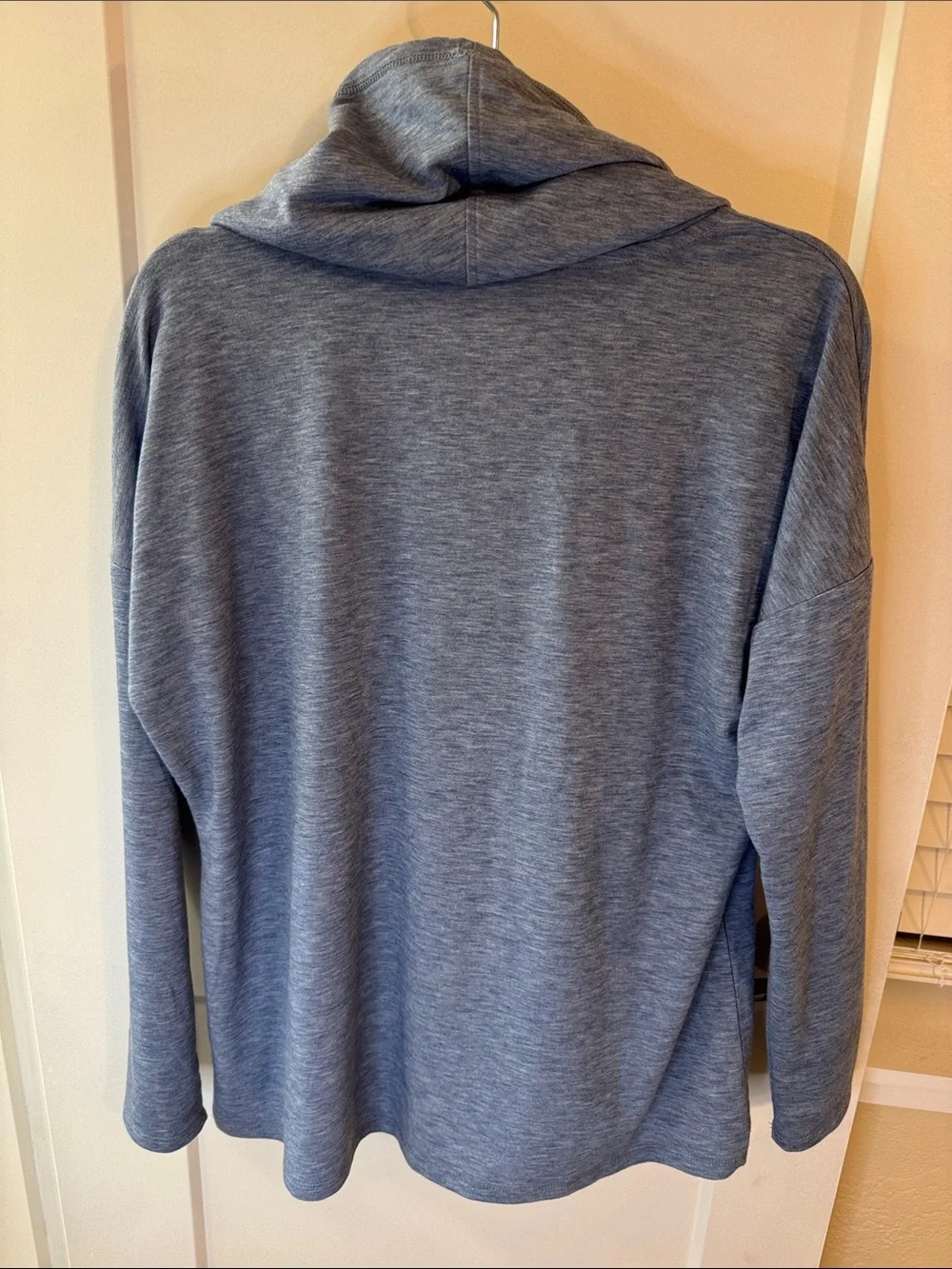 Michael Kors Heather Blue Cowl Neck Pullover Sweater Rhinestone Logo Size L